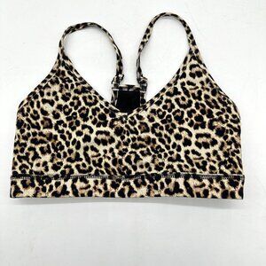 Zyia Active Sports Bra Women's Pullover Athletic Mesh Animal Print Black Beige S